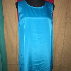 Flowy turquoise blouse woman Petite XL